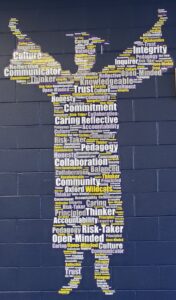 graduate silhouette made up of words 