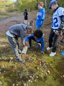 Students learning outdoors