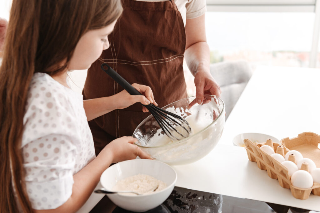 Young girl baking