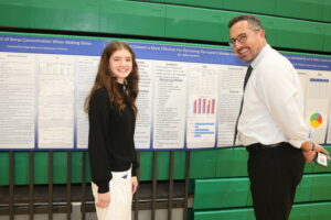 Student presenting research