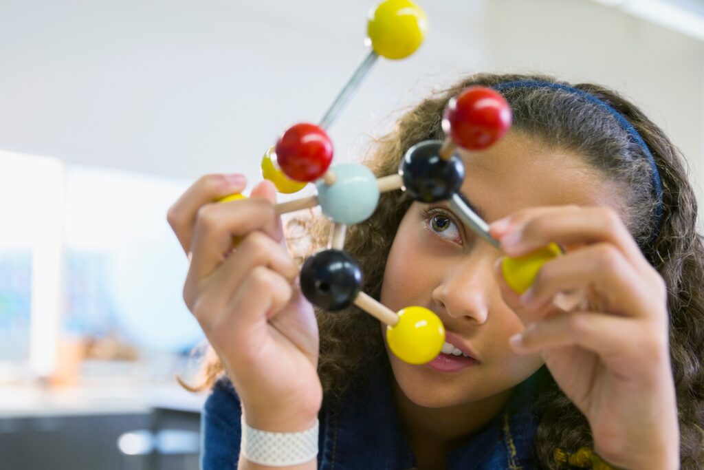 Girl looking at helix